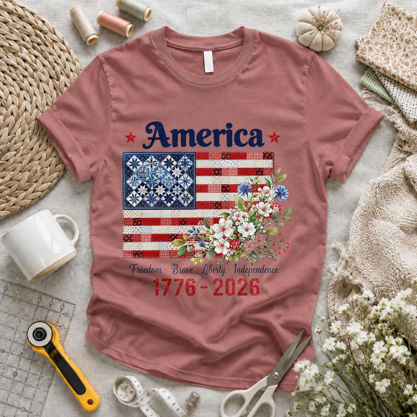 America 250 Patchwork Numbers Stars Quilted - Pink view 2