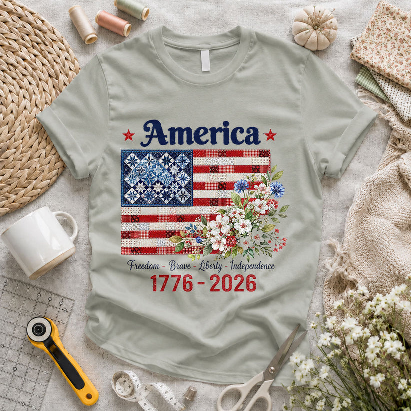 America 250 Patchwork Numbers Stars Quilted - Pink view 5
