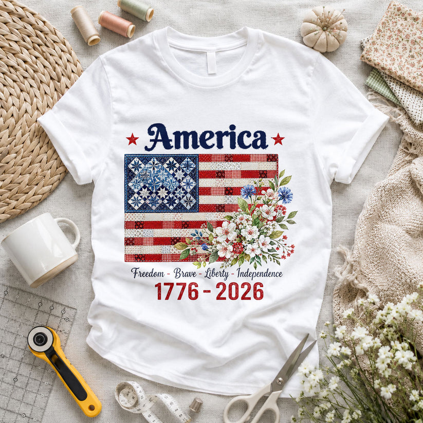 America 250 Patchwork Numbers Stars Quilted - Pink view 6