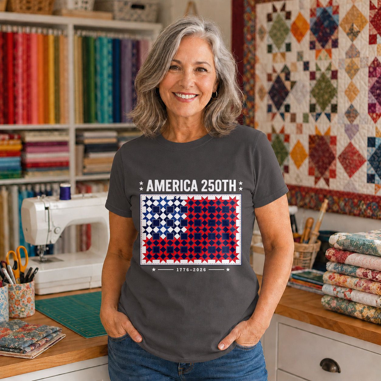 America 250 Vintage Quilted Numbers Freedom - Black view 2