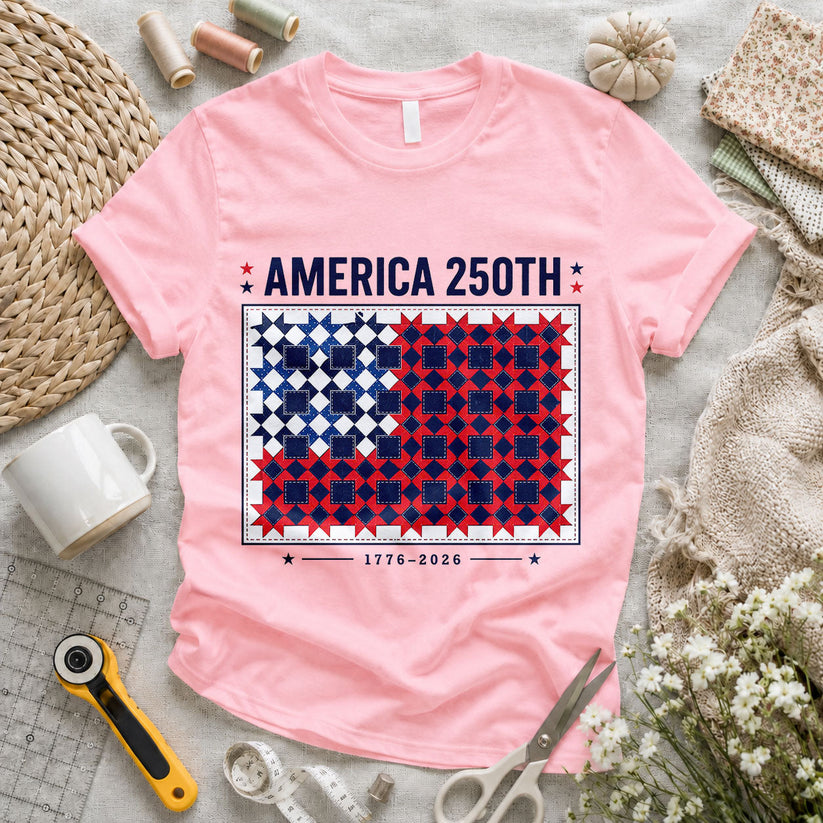 America 250 Vintage Quilted Numbers Freedom - Pink flatlay