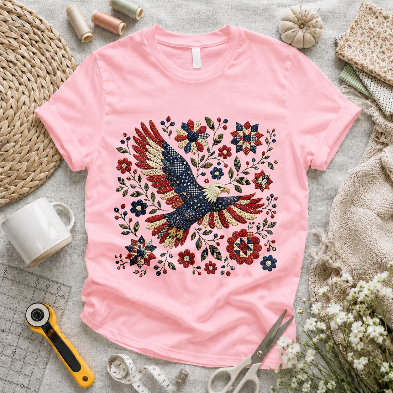 America 250 Years Freedom Floral Bouquet - Pink flatlay