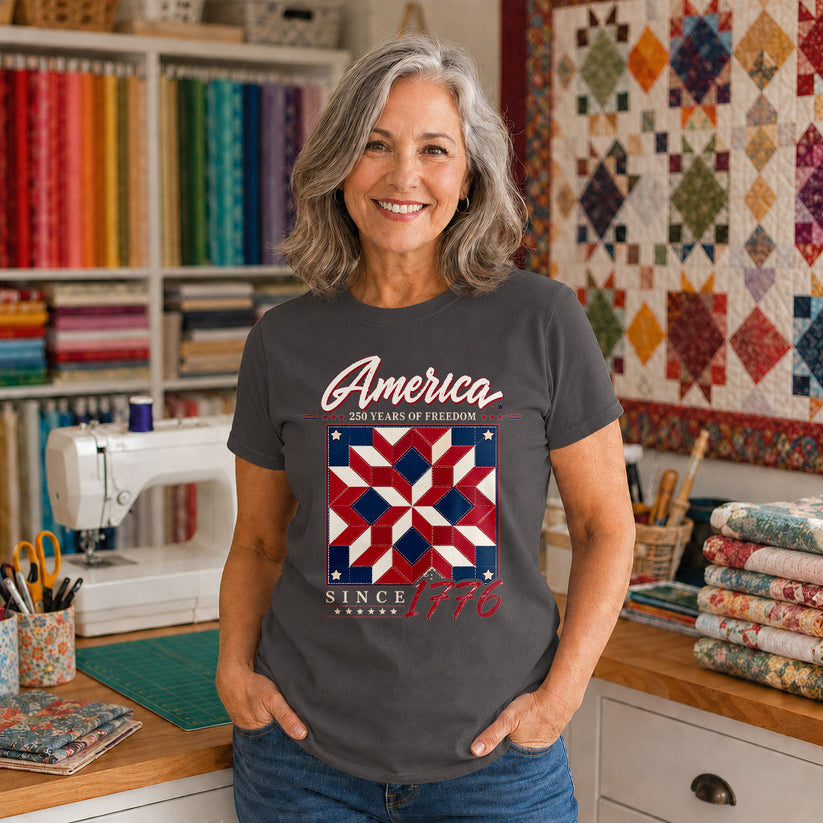 America 250th American Flag Quilt Squares - Black view 2