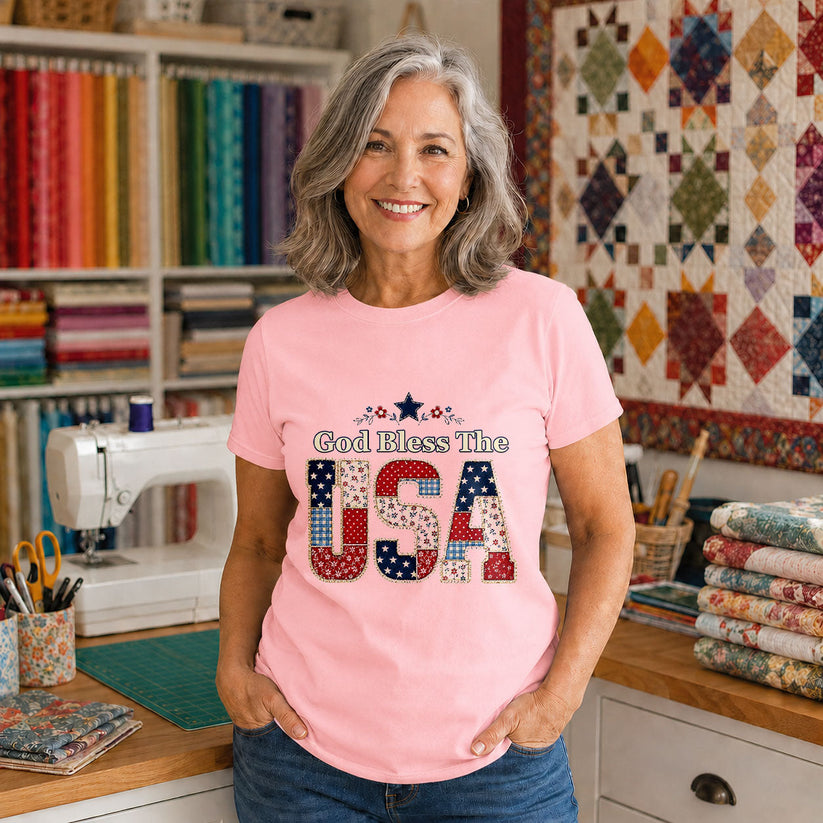 America Floral Wildflowers Patriotic Quilted - Black view 3