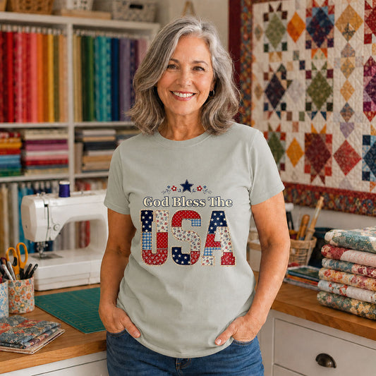 America Floral Wildflowers Patriotic Quilted - Black view 5