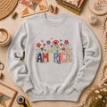 America Patriotic Floral Long Sleeve