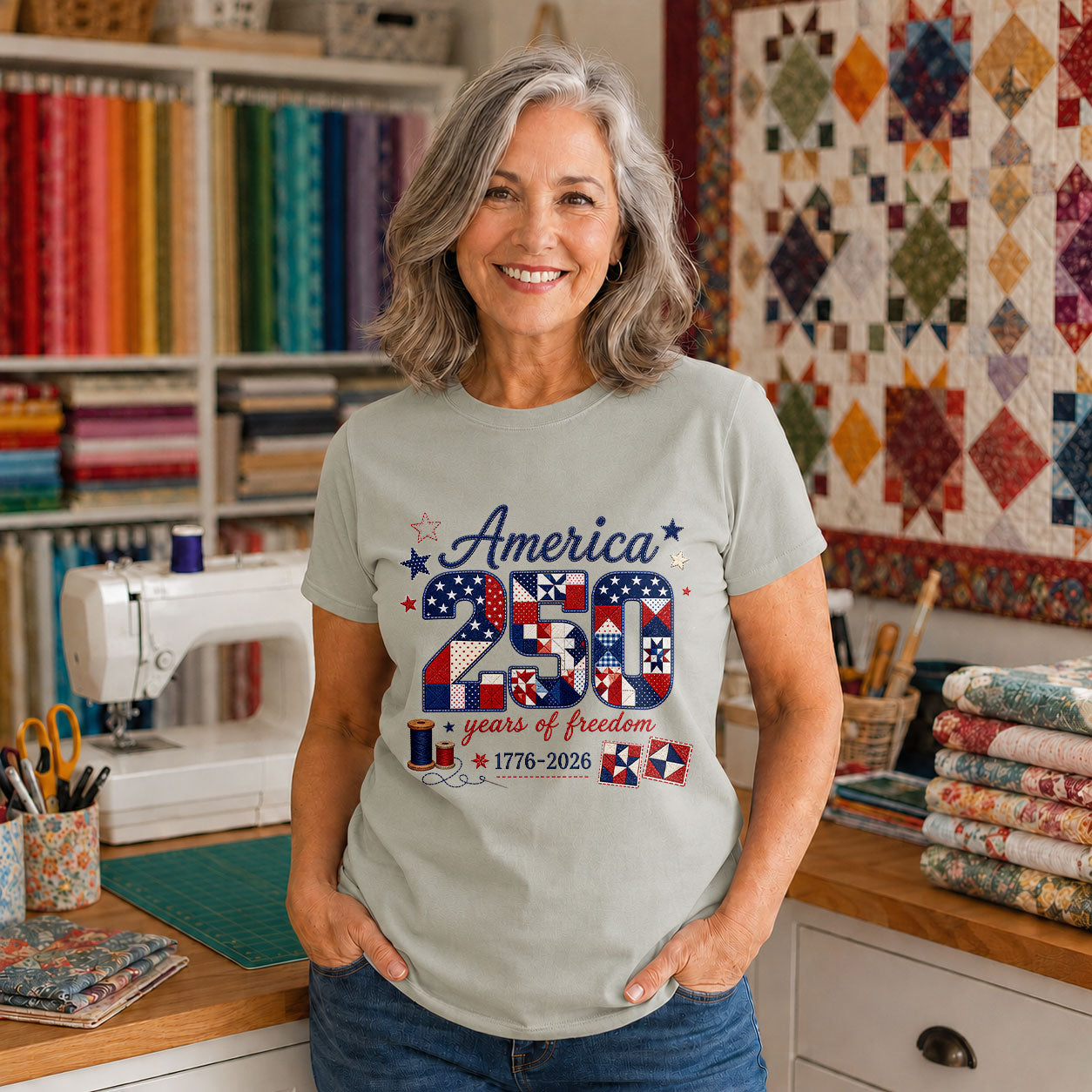 America's 250th Stitching Freedom Since 1776 - Black view 5