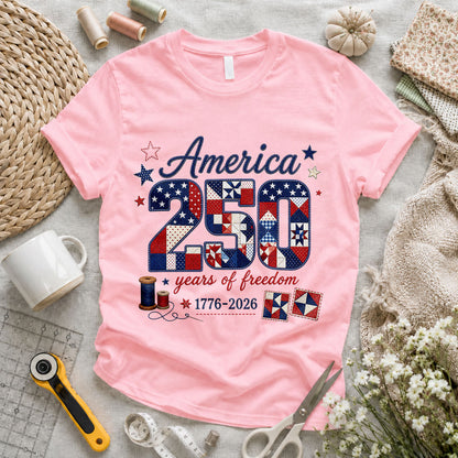 America's 250th Stitching Freedom Since 1776 - Pink flatlay