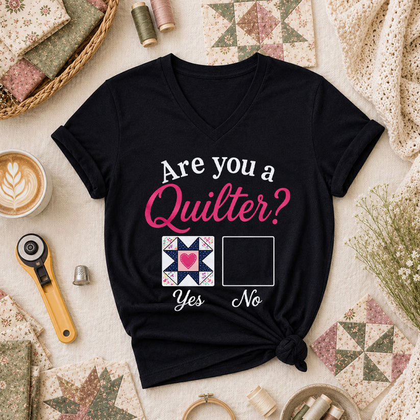 Are You A Quilter Women's V-Neck - Black