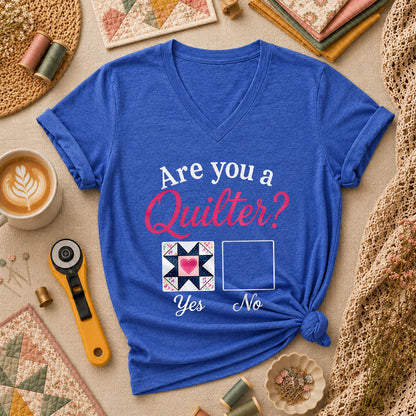 Are You A Quilter Women's V-Neck - Heather True Royal