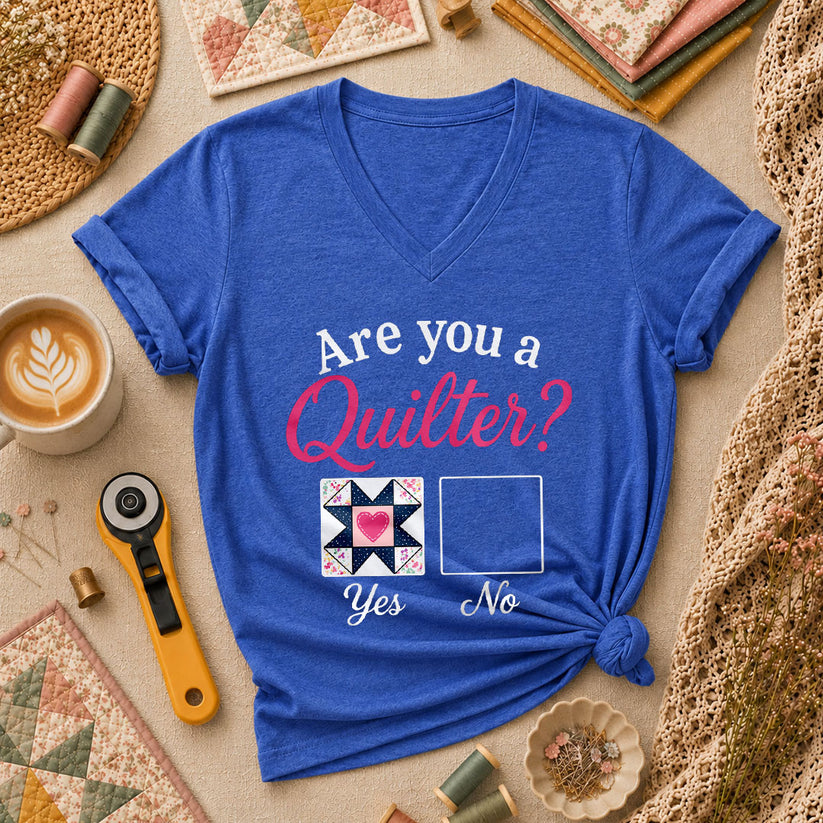 Are You A Quilter Women's V-Neck - Heather True Royal