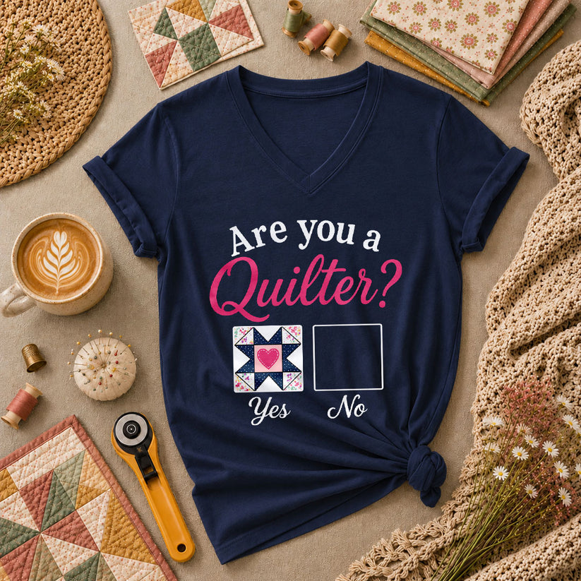 Are You A Quilter Women's V-Neck - Navy