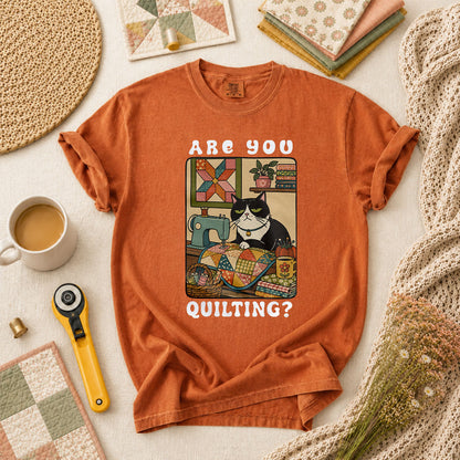 Are You Quilting Cat T-Shirt - Yam