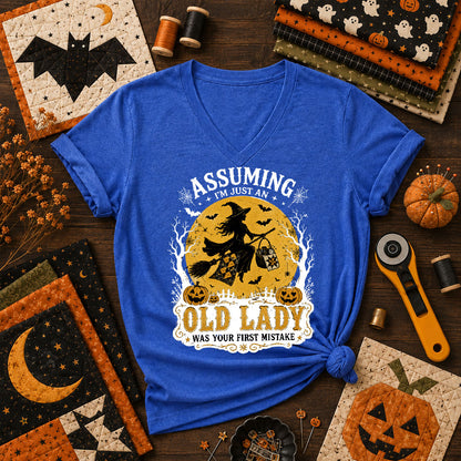Assuming Im Just An Old Lady Was Your First Mistake Women's V-Neck - Heather True Royal