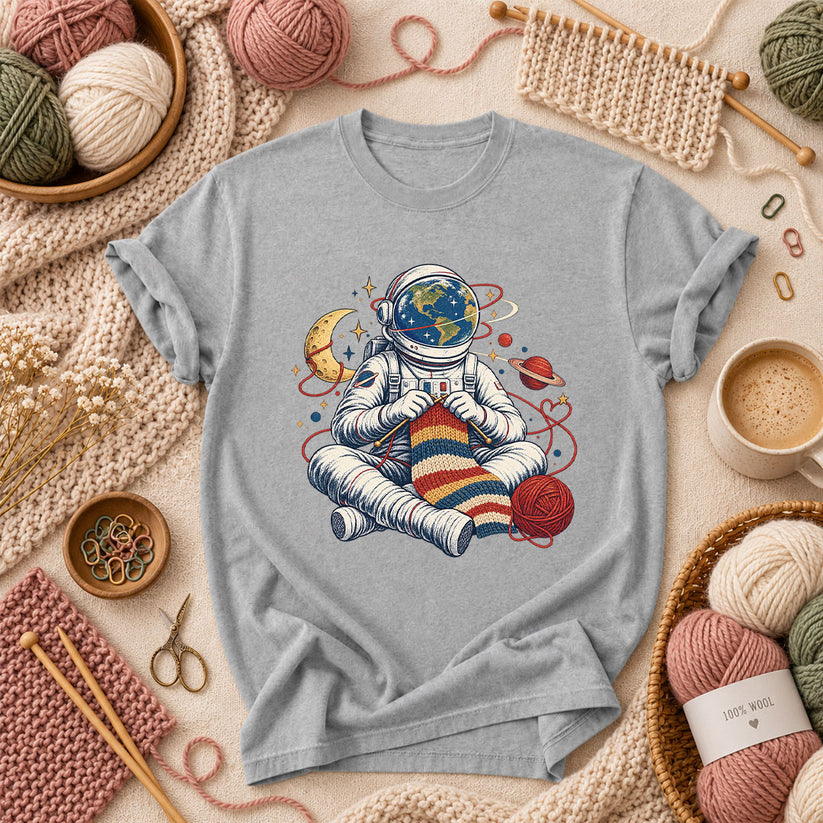 Astronaut Earth Knitter T-Shirt - Athletic Heather