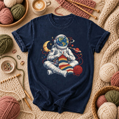 Astronaut Earth Knitter T-Shirt - Navy