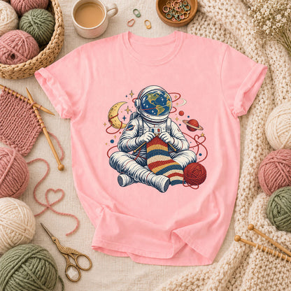 Astronaut Earth Knitter T-Shirt - Pink