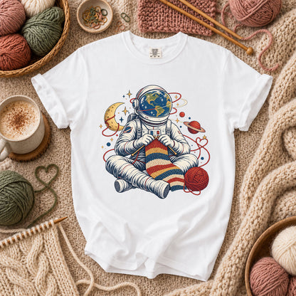Astronaut Earth Knitter T-Shirt - White