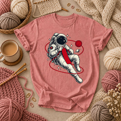 Astronaut Knitting In Space T-Shirt - Heather Mauve