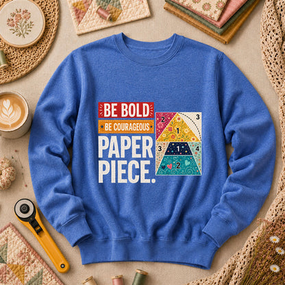 Be Bold Be Courageous Paper Piece Long Sleeve - Heather True Royal