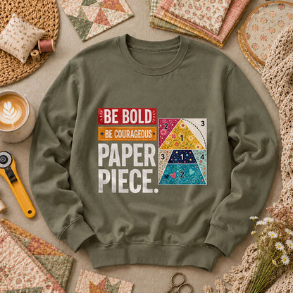 Be Bold Be Courageous Paper Piece Long Sleeve - Military Green