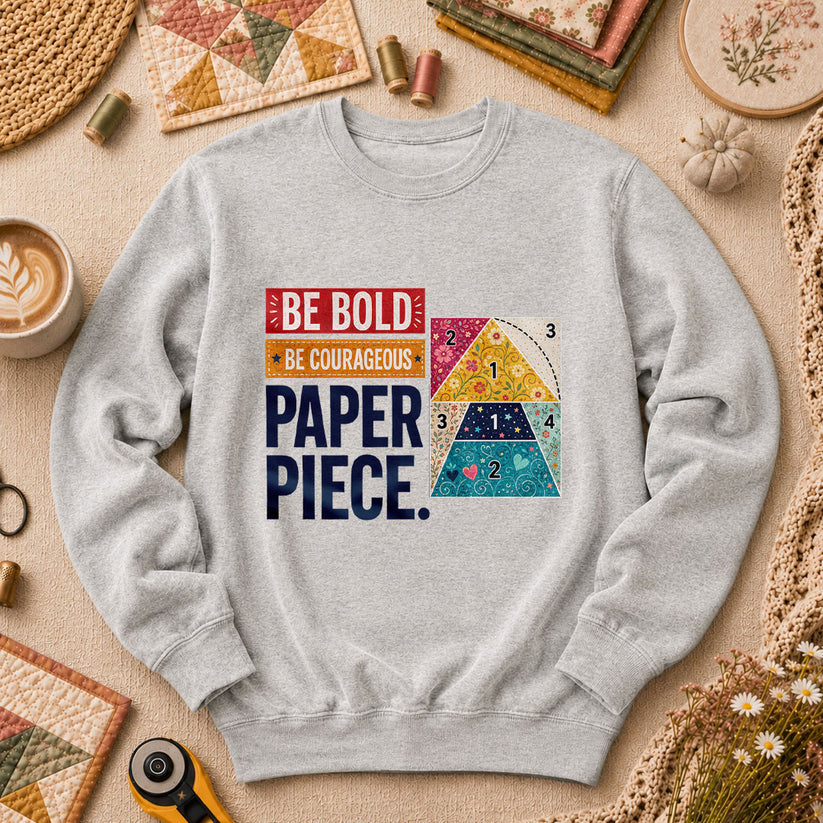 Be Bold Be Courageous Paper Piece Long Sleeve - Sport Grey