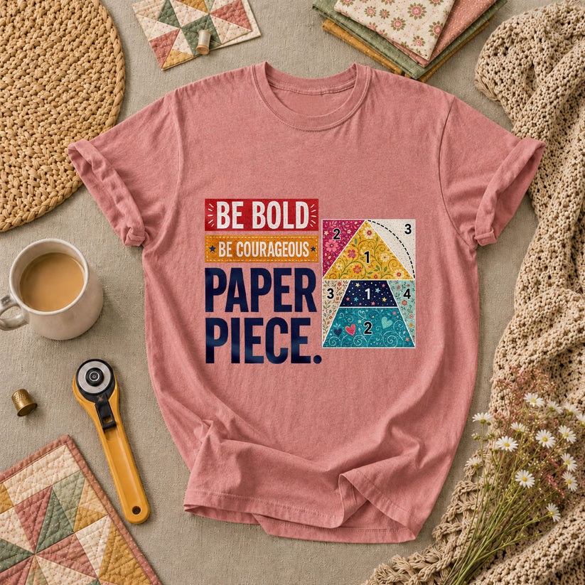 Be Bold Be Courageous Paper Piece T-Shirt - Heather Mauve