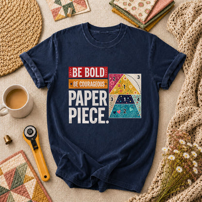 Be Bold Be Courageous Paper Piece T-Shirt - Navy