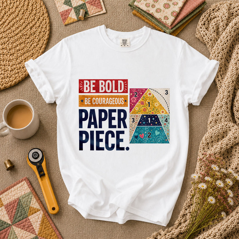 Be Bold Be Courageous Paper Piece T-Shirt - White