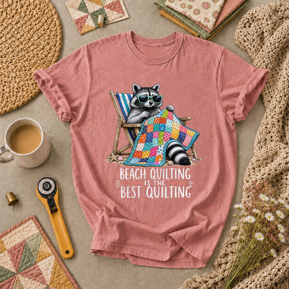 Beach Quilting Is The Best Quilting Raccoon T-Shirt - Heather Mauve