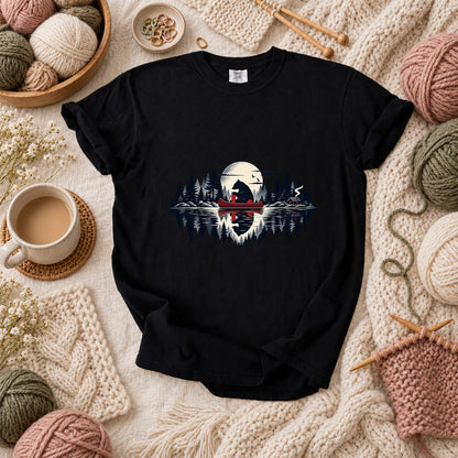 Bear Canoe Lake Reflection T-Shirt - Black