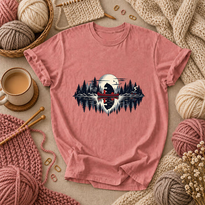 Bear Canoe Lake Reflection T-Shirt - Heather Mauve