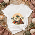 Bear Quilting At Mountain Campsite Women's V-Neck