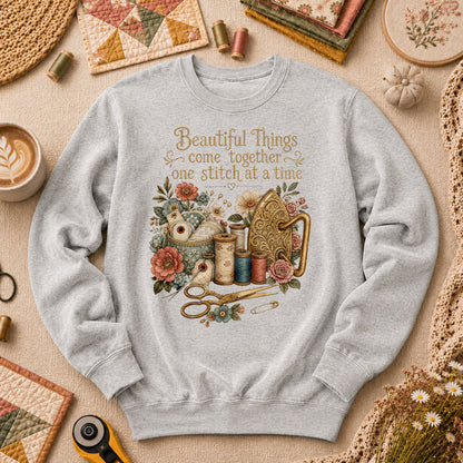 Beautiful Things Come Together One Stitch At A Time Long Sleeve - Sport Grey