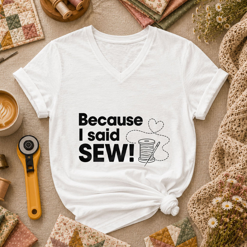 Because I Said Sew Women's V-Neck - White