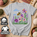 Bee And Patchwork Dresden Flowers With Lavender T-Shirt
