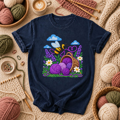 Bee With Lavender Yarn Basket T-Shirt