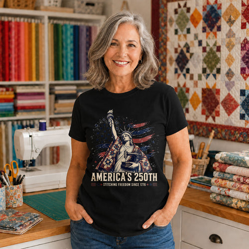 Betsy Ross Quilting American Flag Vintage - Black flatlay