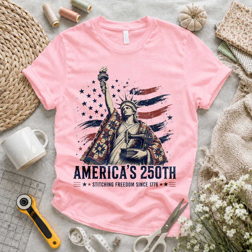 Betsy Ross Quilting American Flag Vintage - Pink flatlay