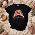 Black Cat In Patchwork Bucket Hat T-Shirt