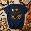 Black Cat Sewing Machine Moonlight Halloween T-Shirt