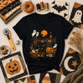 Black Cat Sewing Machine Moonlight Halloween Women's V-Neck