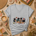 Black Cats Quilting Circle Sewing Machine Women's V-Neck