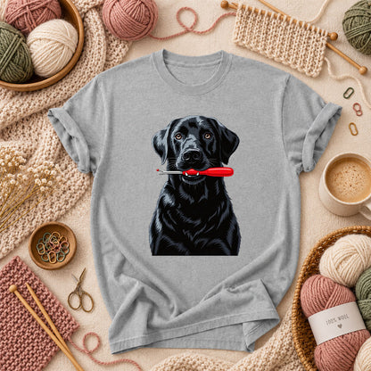 Black Lab With Seam Ripper T-Shirt - Athletic Heather