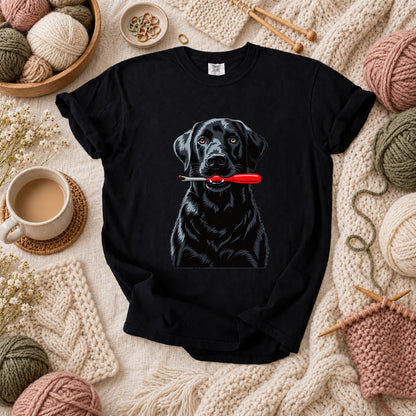 Black Lab With Seam Ripper T-Shirt - Black