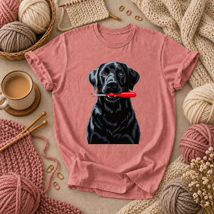 Black Lab With Seam Ripper T-Shirt - Heather Mauve