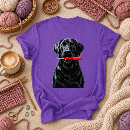 Black Lab With Seam Ripper T-Shirt - Purple