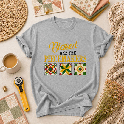 Blessed Are The Piecemakers Cross Christian T-Shirt - Athletic Heather