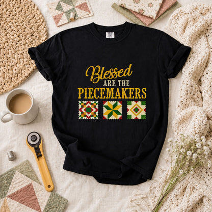 Blessed Are The Piecemakers Cross Christian T-Shirt - Black