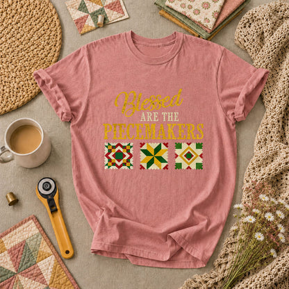 Blessed Are The Piecemakers Cross Christian T-Shirt - Heather Mauve